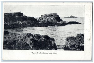 1906 High & Pulpit Rocks Beach Seaside Lynn Massachusetts MA Posted Postcard 