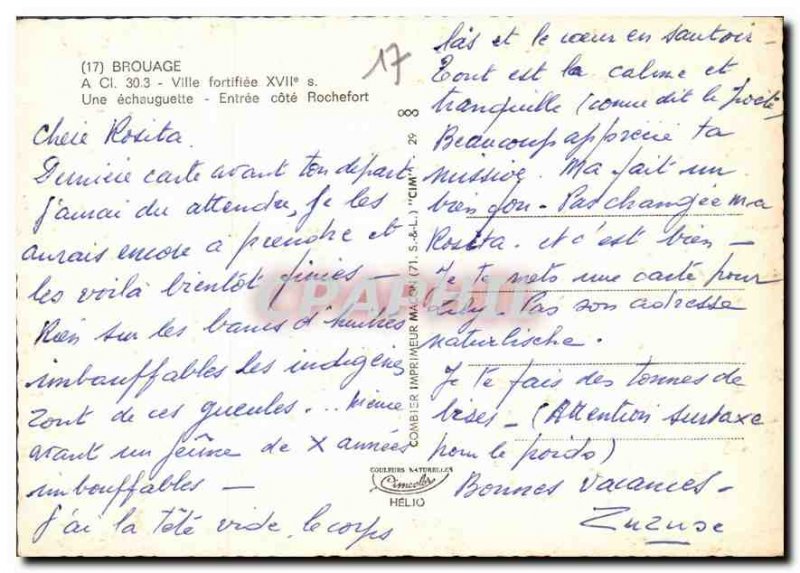 Postcard Modern City Brouage fortified XVII A echauguette Entree rating Roche...
