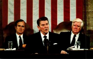 President Ronald Reagan With Vice President George Bush and House Speaker Tho...