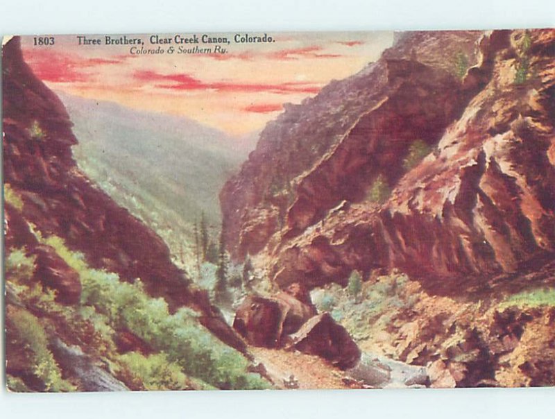 Divided-back NATURE SCENE Clear Creek Canyon - Near Denver Colorado CO AD5241