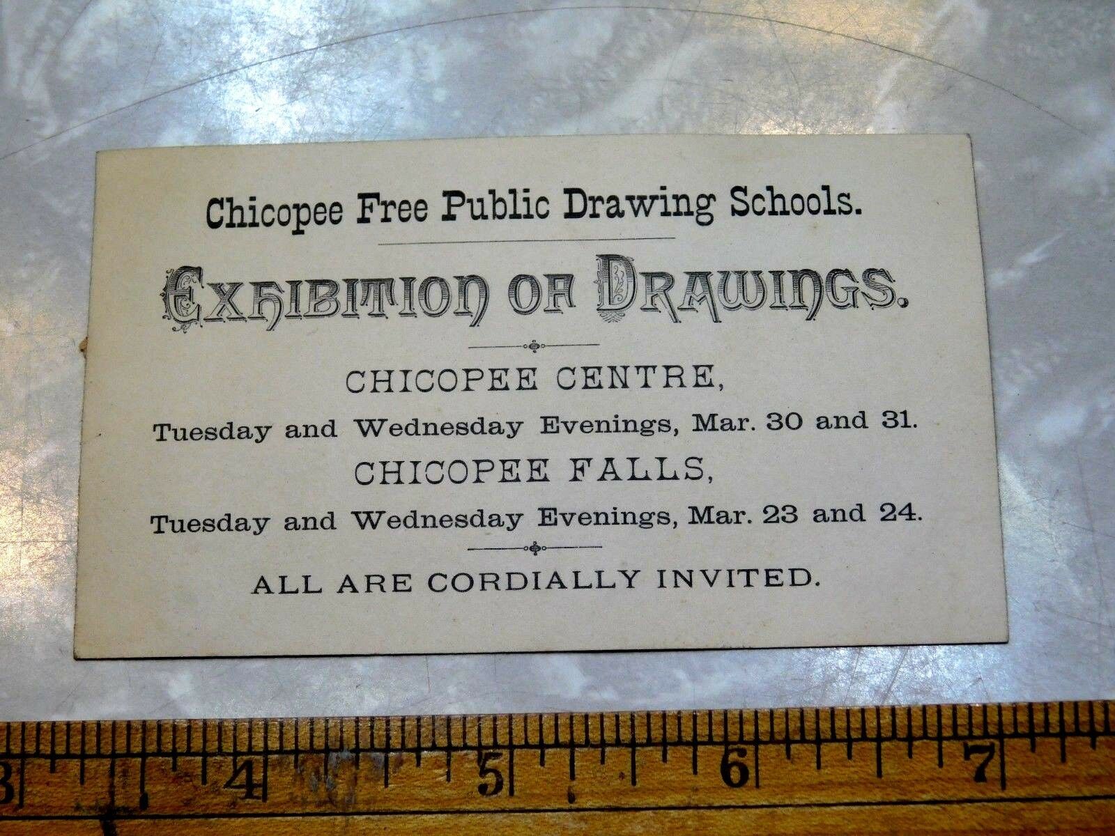 1870s80s Chicopee, MA Drawing School, Exhibition of Drawings Trade