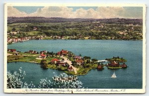 1940s SPARTA NJ LAKE MOHAWK AERIAL VIEW LARGEST RESTRICTED LAKE POSTCARD P4006