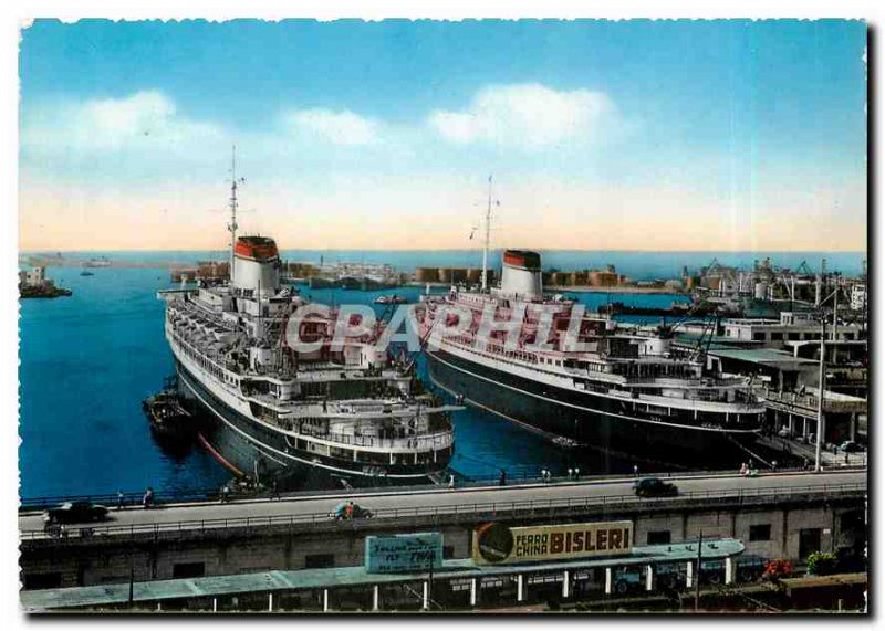 Modern Postcard Genova Transatlantic Steamers in the Port