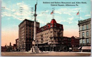 Allentown Pennsylvania, 1913 Soldiers & Sailors Monument, Allen Hotel, Postcard
