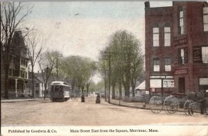 Main Street East from the Square, Merrimac MA c1921 Vintage Postcard K54