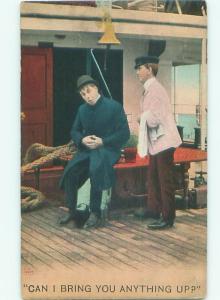 Bamforth Comic SEASICK MAN ON SHIP BOAT AB9740