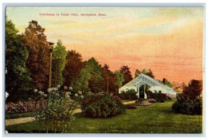 1910 Greenhouse Forest Park Exterior Garden Springfield Massachusetts Postcard