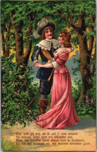 Romantic Couple Embossed Postcard C033