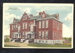 SHIPPENSBURG PENNSYLVANIA PA. MODEL SCHOOL VINTAGE POSTCARD COMMERCIALCHROME