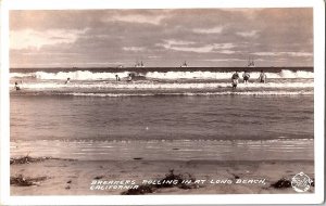RPPC Postcard Ocean Waves Breakers Rolling at Long Beach California Frasher Foto