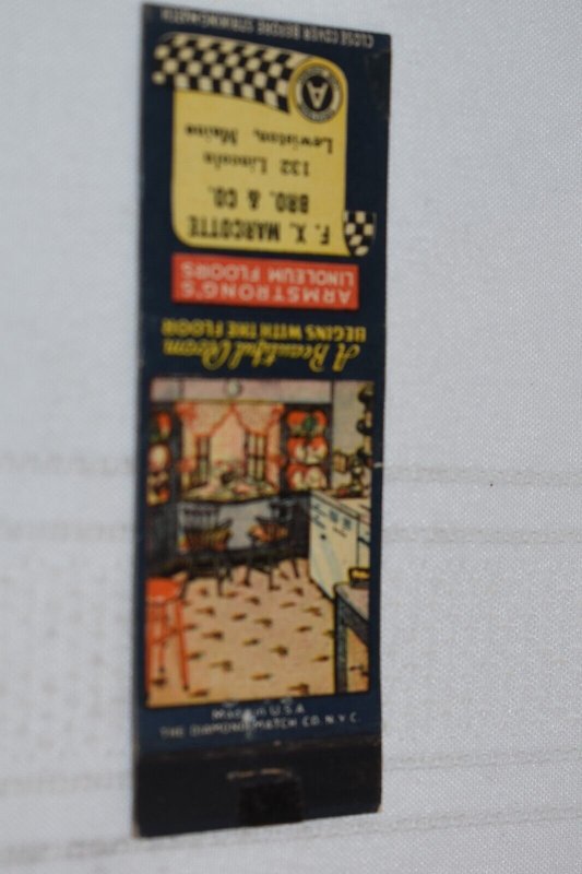 Armstrong Linoleum Floors F. X. Marcotte Bro. & Co. ME 20 Strike Matchbook Cover