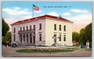 Gulfport Mississippi~Post Office Street View~EC Kropp~Vintage Linen Postcard