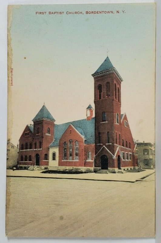 Bordentown NJ First Baptist Church New Jersey Hand Colored Postcard T2