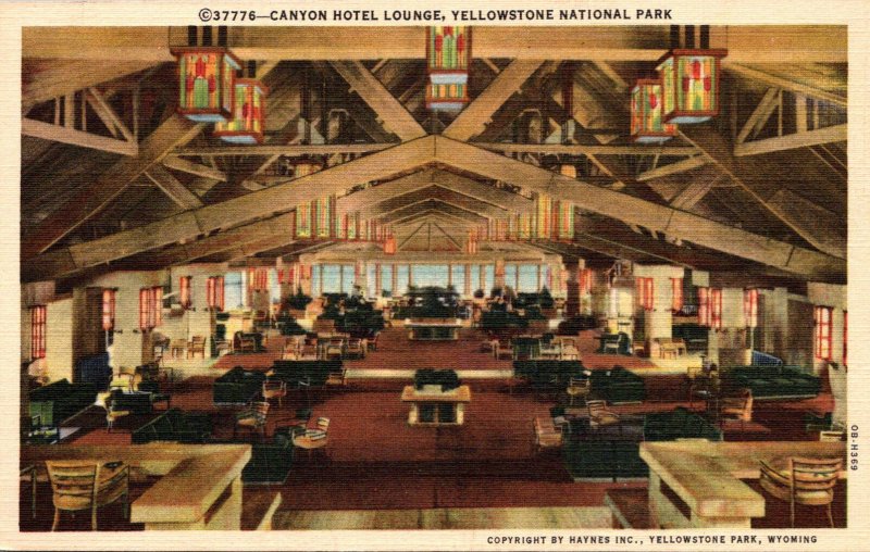 Wyoming Yellowstone National Park Canyon Hotel Lounge Curteich