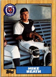 1987 Topps Baseball Card Mike Heath Detroit Tigers sk13720