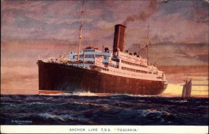 Steamship Boats, Ships Tuscania Anchor Line c1900s-20s Postcard