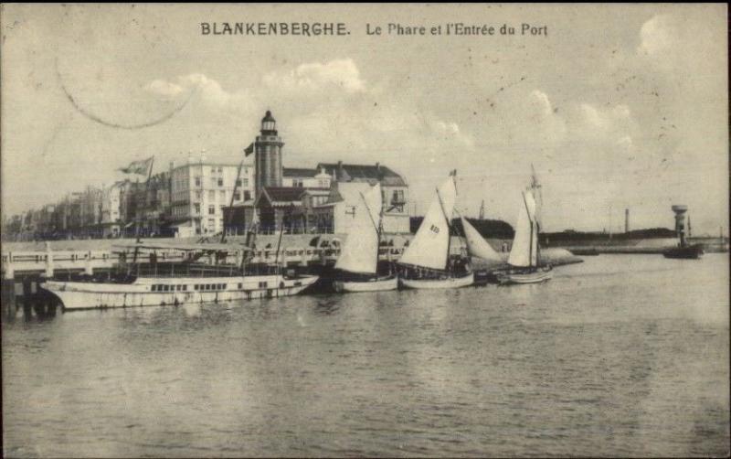 Blankenberghe Port & Lighthouse 1913 Used Postcard