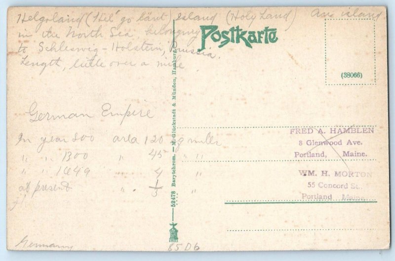 Schleswig-Holstein Germany Postcard Insel Helgoland c1910 Antique Posted