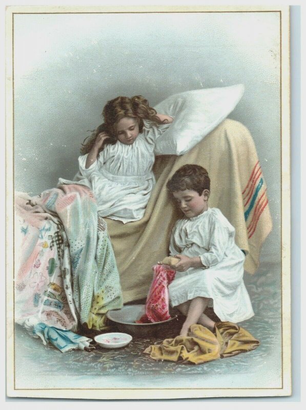 1880s Victorian Trade Card Beautiful Children Fab! &L