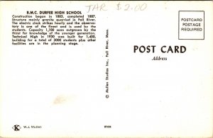 Bmc Durfee High School Construction 1883 Granite Fall River Clock Postcard