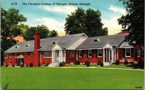 Christian College Georgia Athen GA Linen Postcard VTG UNP Vintage Unused 