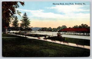 Reading Pennsylvania~City Park Ice Skating Rink~Pavilion~c1910 Postcard