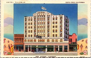 USA Hotel Palomar Santa Cruz California Linen Postcard 09.93