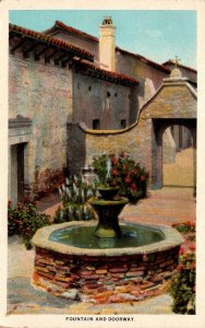 California Mission San Juan Capistrano Fountain and Doorway 1927