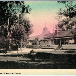 c1910s Lake Manawa, Iowa Pavilion Lake Pavilion Now Boat Dock Bldg Postcard A117