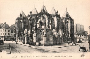 Vintage Postcard St. Maurice Church Apsis Historical Landmark Lille France