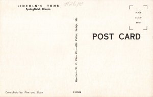 Postcard IL Springfield Illinois Lincoln's Tomb Sculpture People Obelisk Tree A8