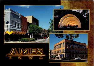 Ames, IA Iowa  MAIN STREET SCENE & BANDSHELL PARK Performance  4X6 Postcard