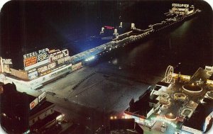 Atlantic City NJ Steel Pier at Night & Steeplechase Pier Postcard