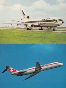 McDonnell Douglas DC-10 Plane Aircraft at Long Beach 1973 Postcard & DC-9 Card