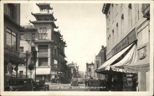 San Francisco California CA Chinatown Street Scene Real Photo Vintage Postcard