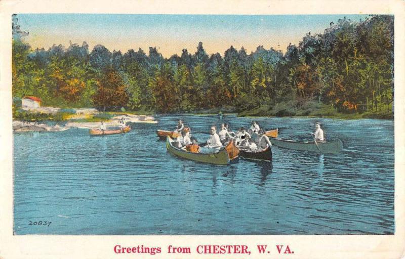 Chester West Virginia Row Boats Waterfront Antique Postcard K61778