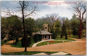 VINTAGE POSTCARD OAK RIDGE CEMETERY FROM STEPS OF LINCOLN MONUMENT SPRINGFIELD