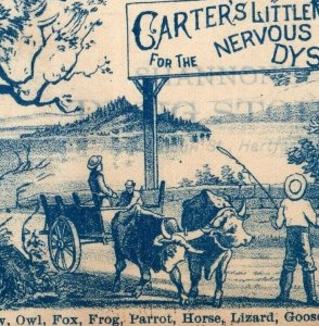 1870s-80s Carter's Little Nerve Pills Puzzle Cards Quack Medicine Lot Of 2 P213