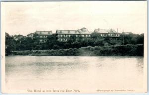 NARA, JAPAN   View of NARA HOTEL from the DEER PARK  Advertising Postcard