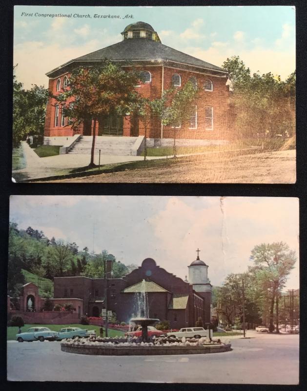 Postcards (2) Arkansas 1 Unused 1 Used(tear) LB