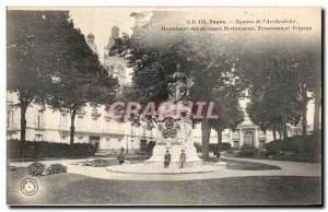 Postcard Old Square Tours of Monument Archeveche doctors Bretonneeau Keychain...