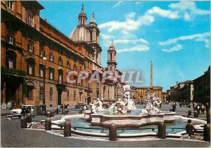 Postcard Modern Rome Navona square