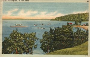 Vintage Postcard 1930's Lake Champlain at Port Kent New York N. Y.