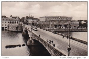 RP, Bridge, Ruhrbrucke Mit Stadthalle, MULHEIM/RUHR. (North Rhine-Westphalia)...