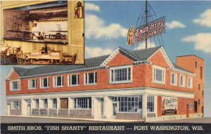 J17/ Port Washington Wisconsin Postcard Linen Smith Bros. Fish Restaurant 219