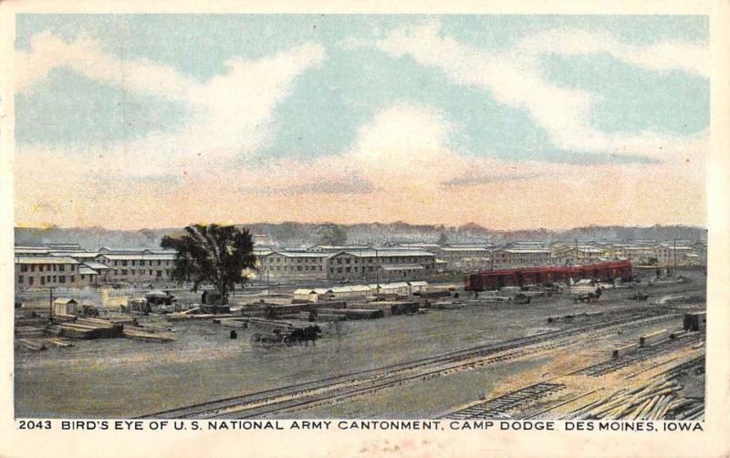 Des Moines Iowa Camp Dodge Cantonment Birdseye View Antique Postcard K89475