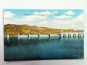 Vintage Postcard Upstream View of the Grand Coulee Dam Washington Columbia River