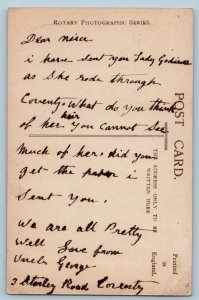 Girl Riding Horse Postcard RPPC Photo La Milo As Lady Godiva At Coventry c1910's