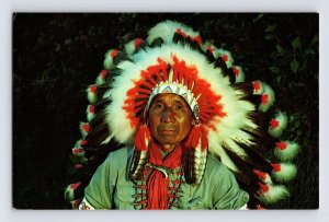 Postcard North Carolina Cherokee NC Native American Indian Hornbuckle 1960s