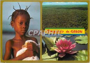  Modern Postcard to remember Gabon Bathe of the Evening the forest seen of Plane